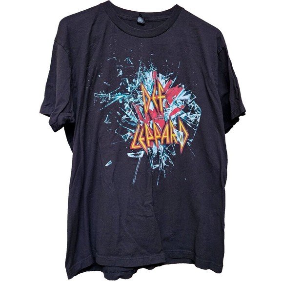DEF LEPPARD Def Leppard Band T-shirt Band T Men's M size cotton black type Vintage Second Hand